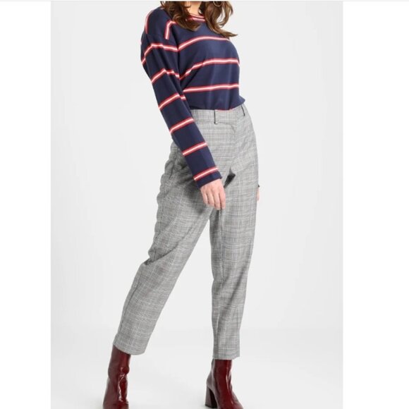 Topshop petite 4P Gray Plaid Pants tartan trousers - Picture 11 of 11